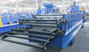 Automatic double layer corrugated roof panel roll forming machine line