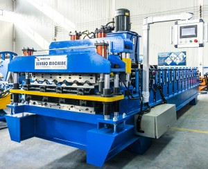 Automatic double layer corrugated roof panel roll forming machine line