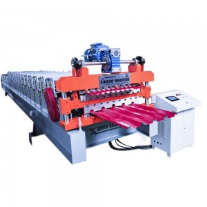 Double layer IBR and corrugated roofing sheet roll forming machine metal sheet making machine