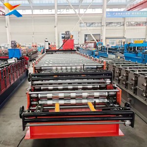 Double Layer Roofing Sheet Roll Forming Machine Two in One Corrugated Trapezoidal Tile Roll Former